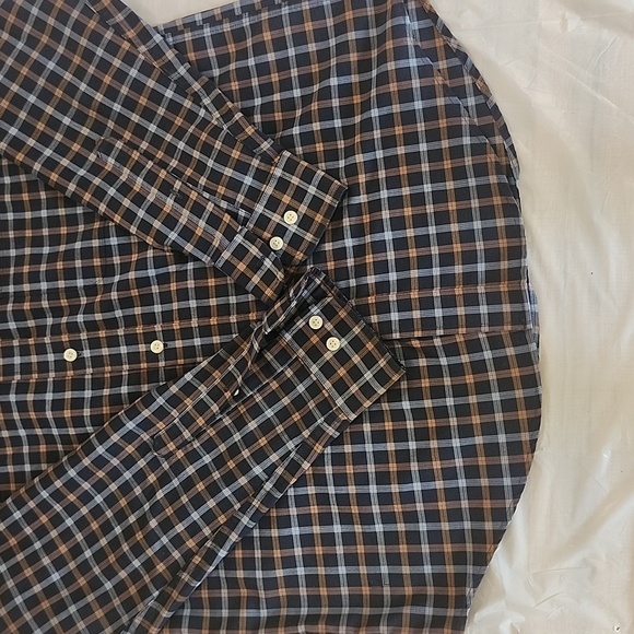 St. John's Bay Brown and Blue Plaid Button-Down Shirt - Picture 6 of 11